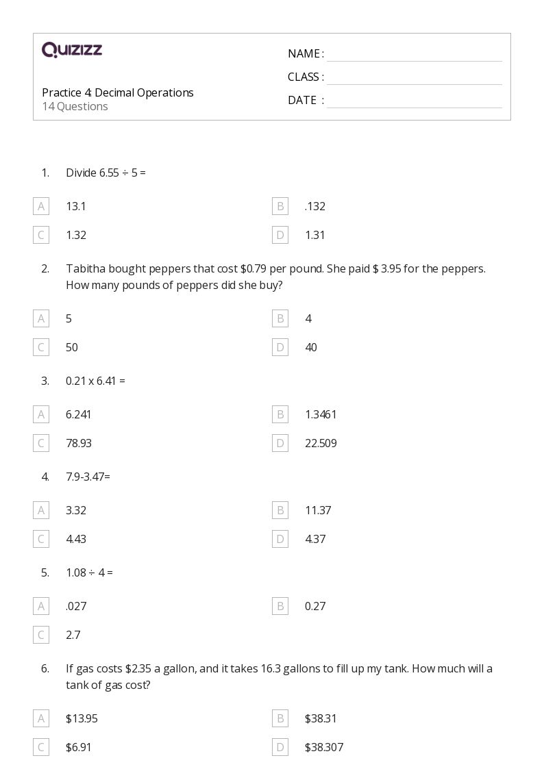 50+ Operations with Money worksheets for 4th Grade on Quizizz Free & Printable