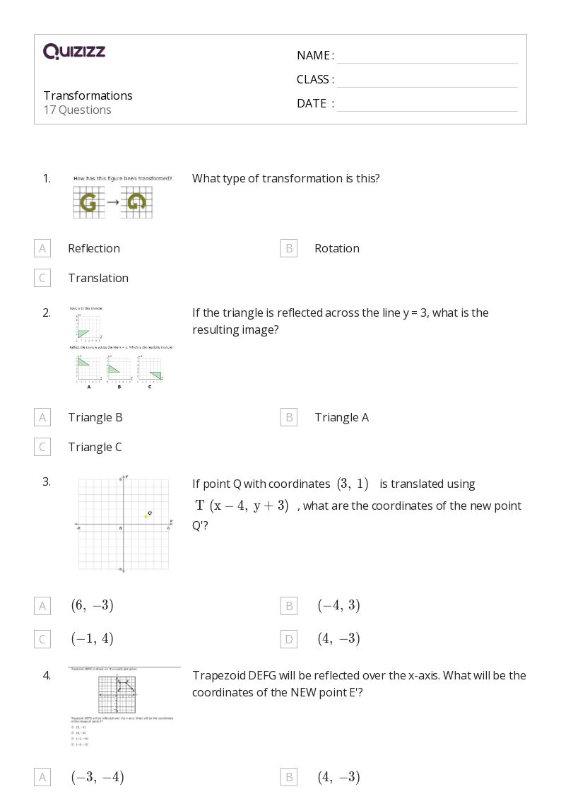 50+ Transformations worksheets for 7th Year on Quizizz Free & Printable