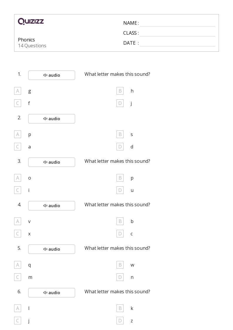 50+ Phonics worksheets for Kindergarten on Quizizz Free & Printable