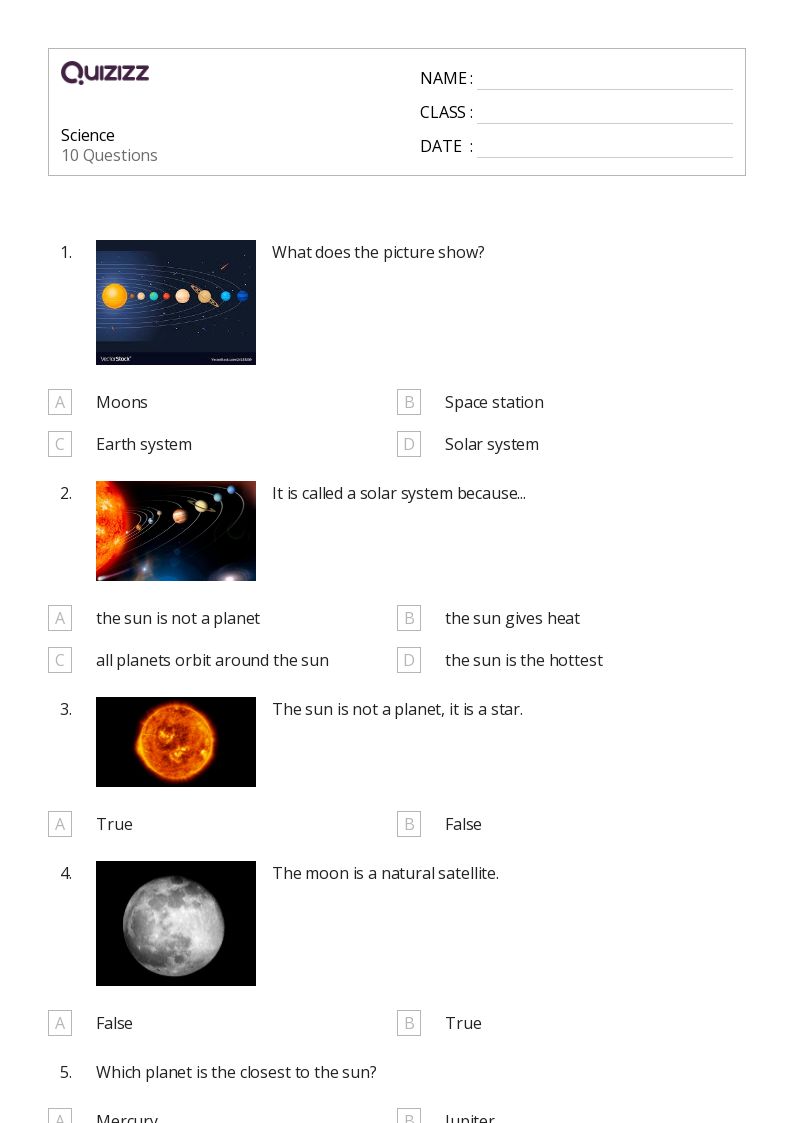 50+ Earth & Space Science worksheets for 1st Grade on Quizizz | Free