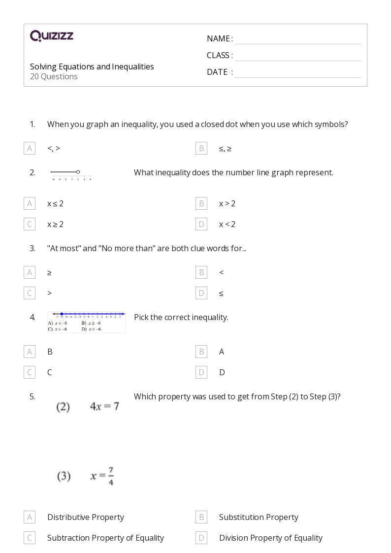50+ Solving Equations worksheets for 6th Grade on Quizizz Free & Printable