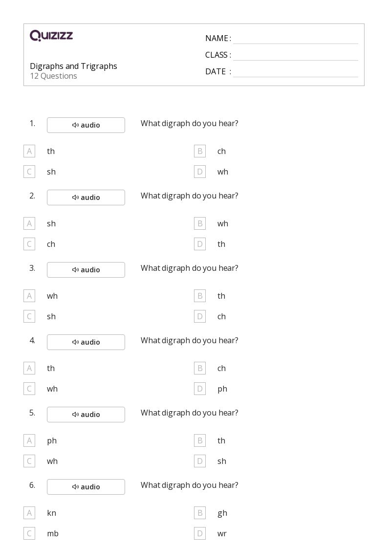 50+ Digraphs worksheets for 2nd Grade on Quizizz Free & Printable