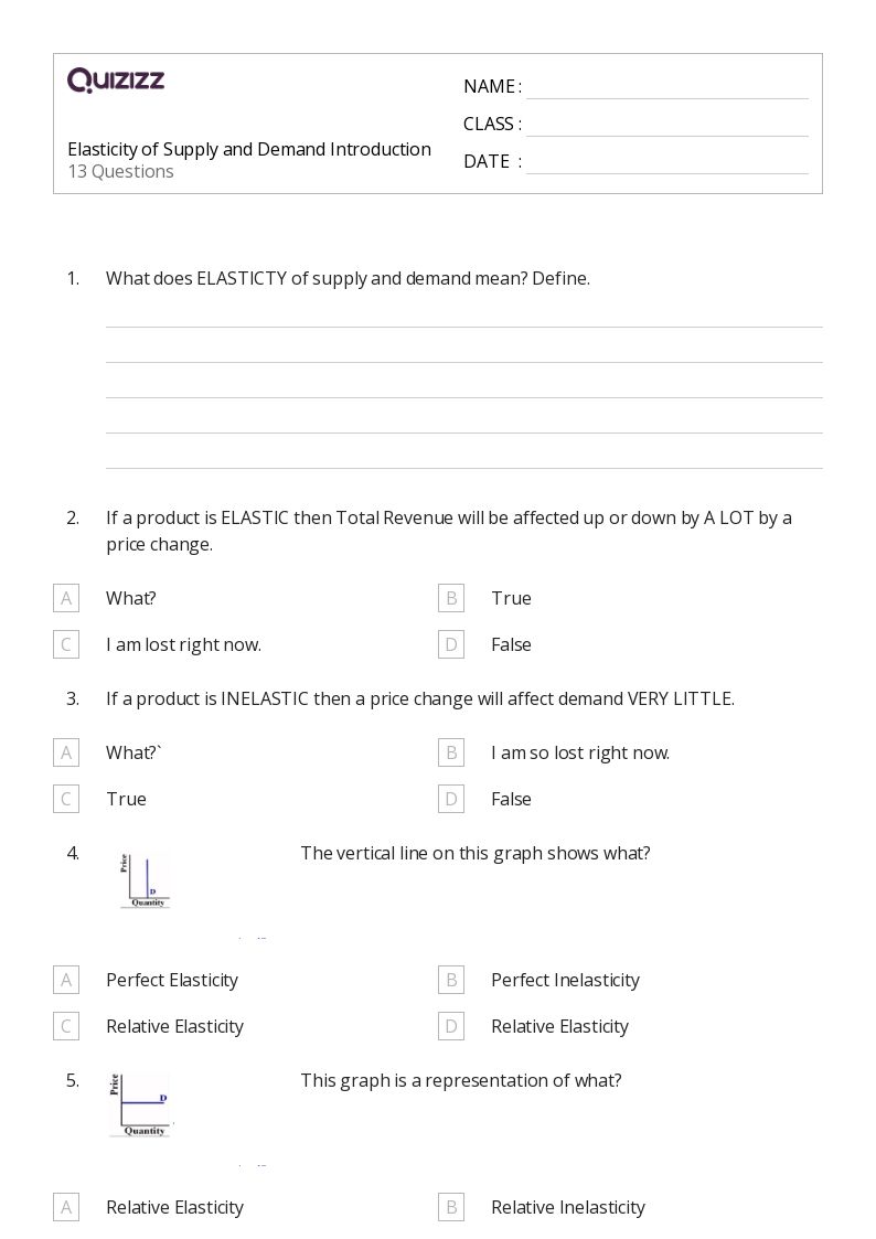 50+ demand and price elasticity worksheets for 11th Class on Quizizz Free & Printable