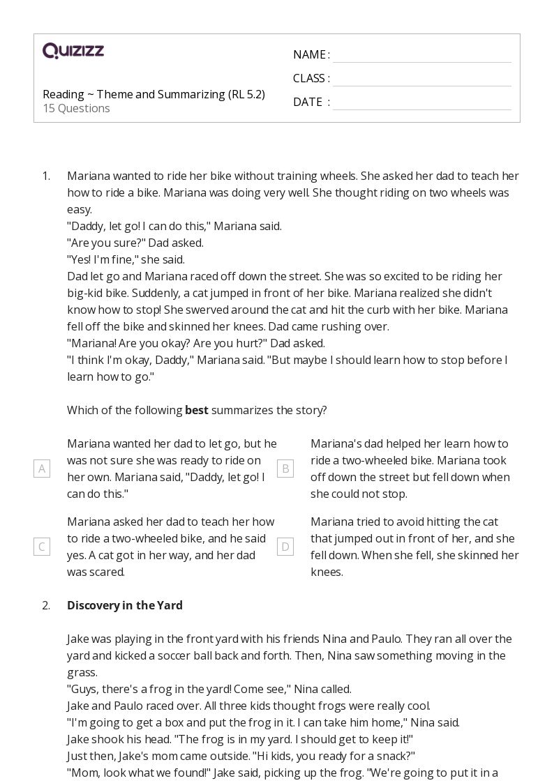 50+ Summarizing worksheets for 4th Grade on Quizizz Free & Printable