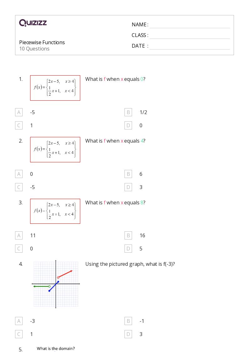 50+ functions worksheets for 11th Grade on Quizizz Free & Printable
