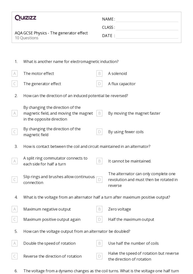 50+ Physics worksheets for 9th Year on Quizizz Free & Printable