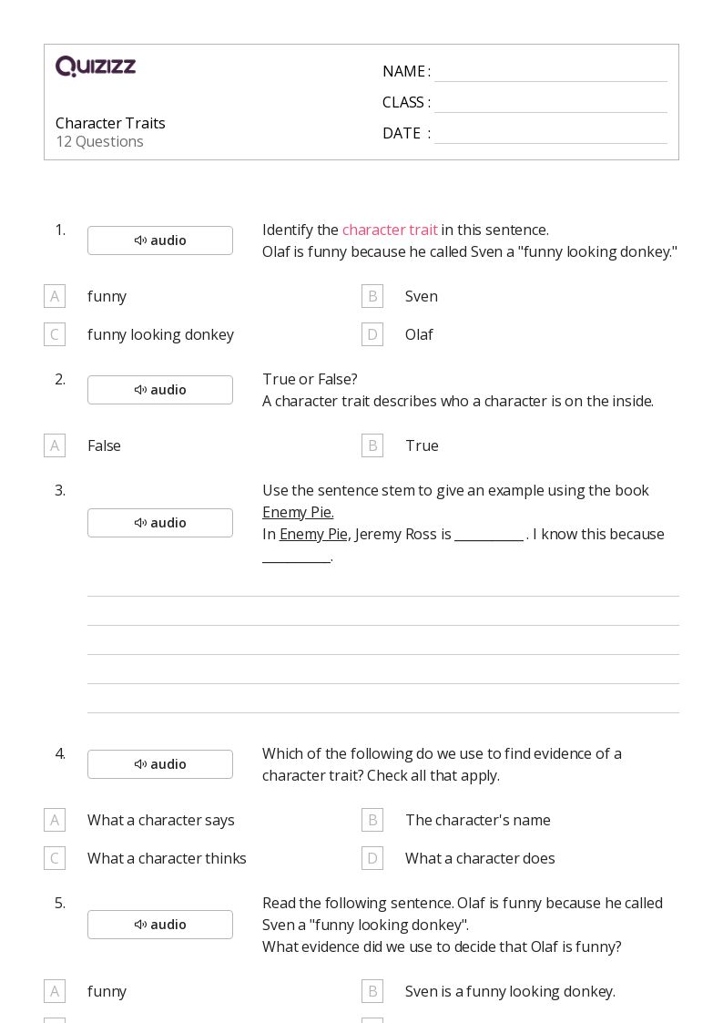 50+ Analyzing Character worksheets for 3rd Grade on Quizizz Free & Printable