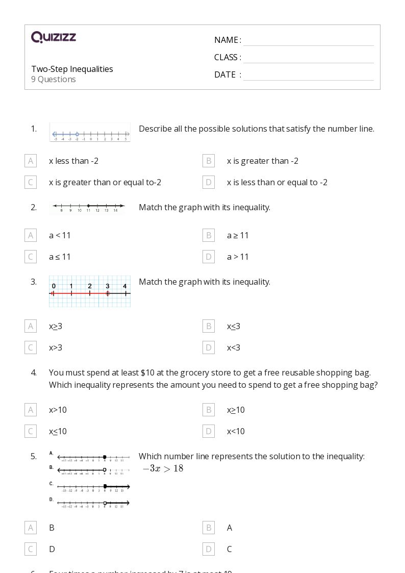50+ Two-Step Inequalities worksheets for 8th Grade on Quizizz | Free