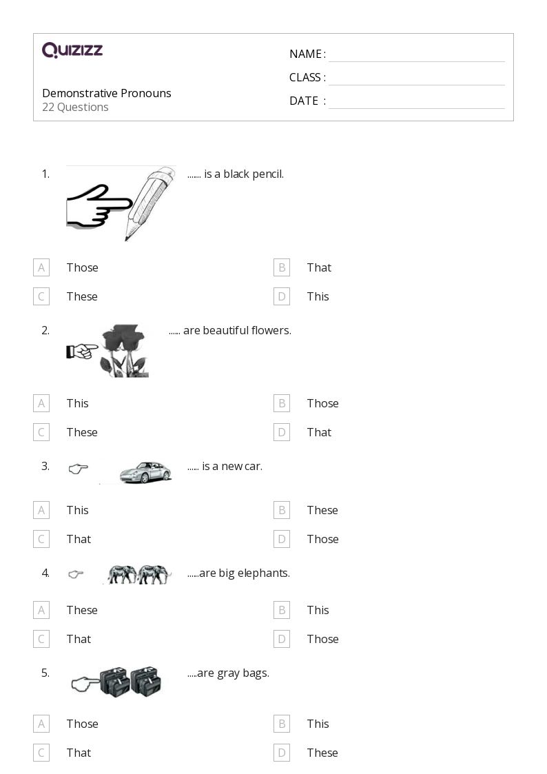 50+ Demonstrative Pronouns worksheets for 2nd Grade on Quizizz Free