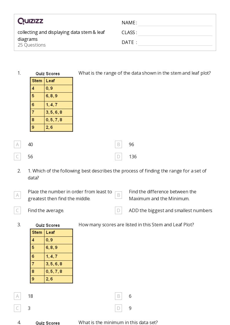 50+ Organizing Data worksheets for 7th Year on Quizizz Free & Printable