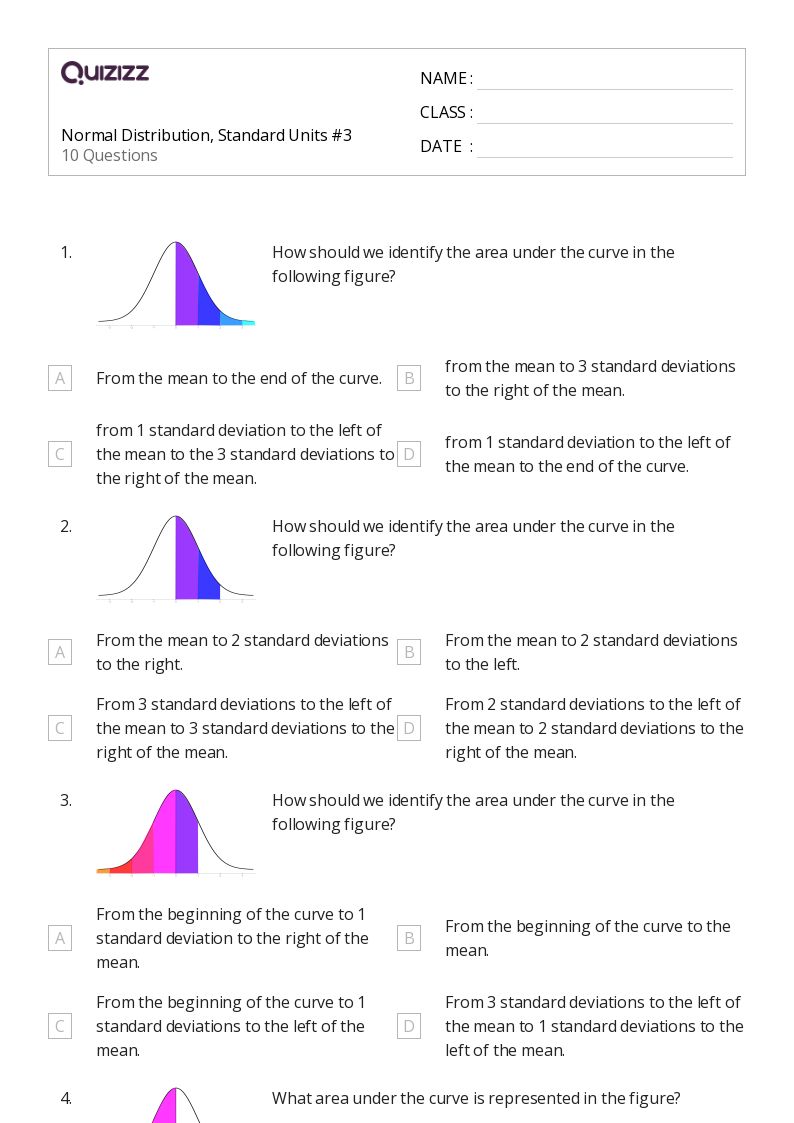 50+ normal distribution worksheets for 12th Class on Quizizz Free & Printable
