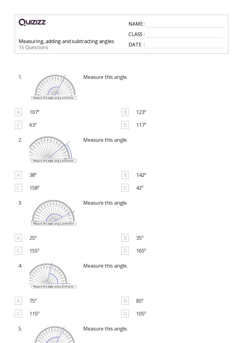 50+ Measuring Angles worksheets for 3rd Class on Quizizz Free & Printable