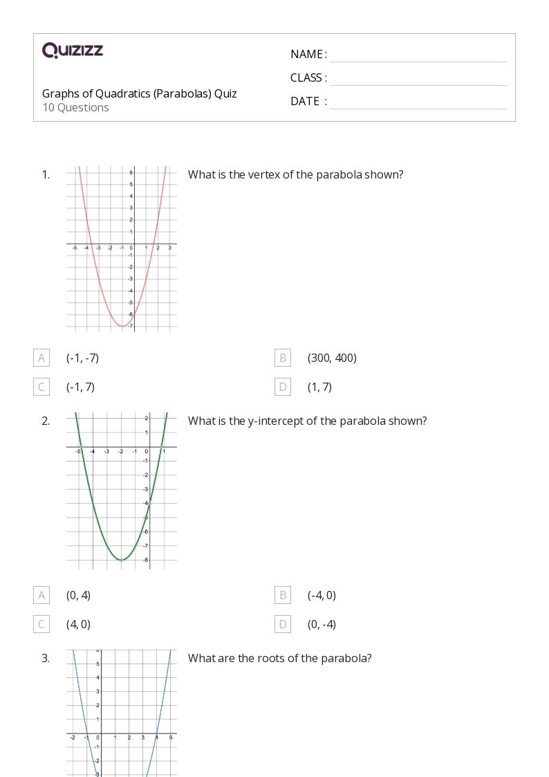 50+ graphing parabolas worksheets on Quizizz | Free & Printable