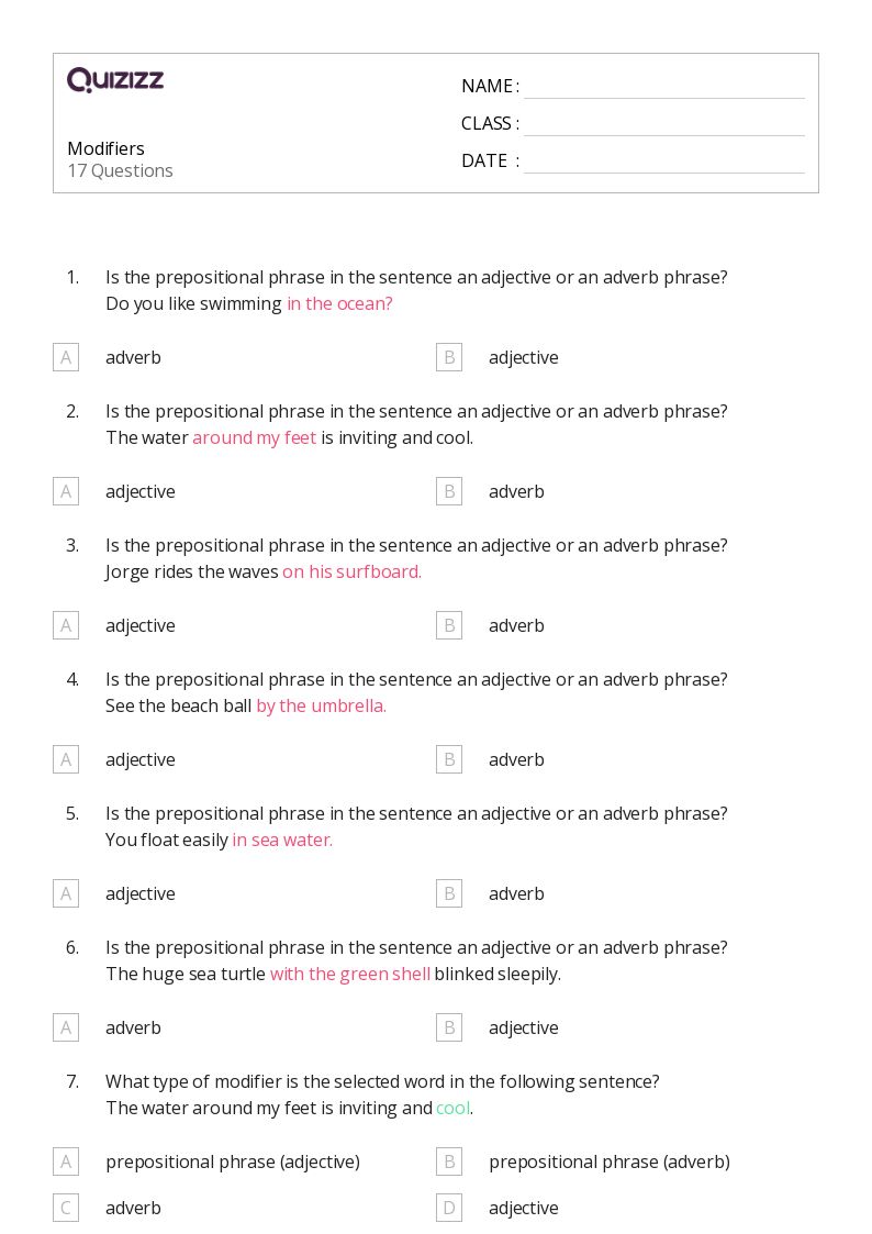 50+ Misplaced and Dangling Modifiers worksheets on Quizizz | Free