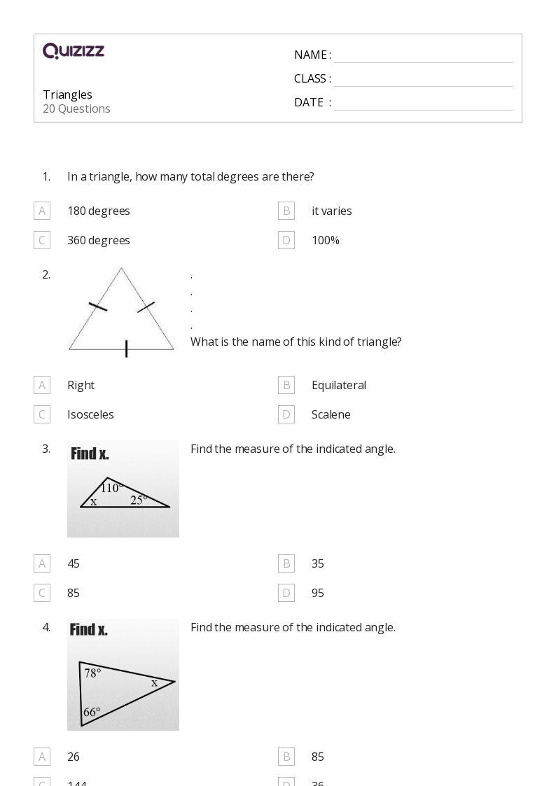 50+ Triangles worksheets for 4th Grade on Quizizz Free & Printable