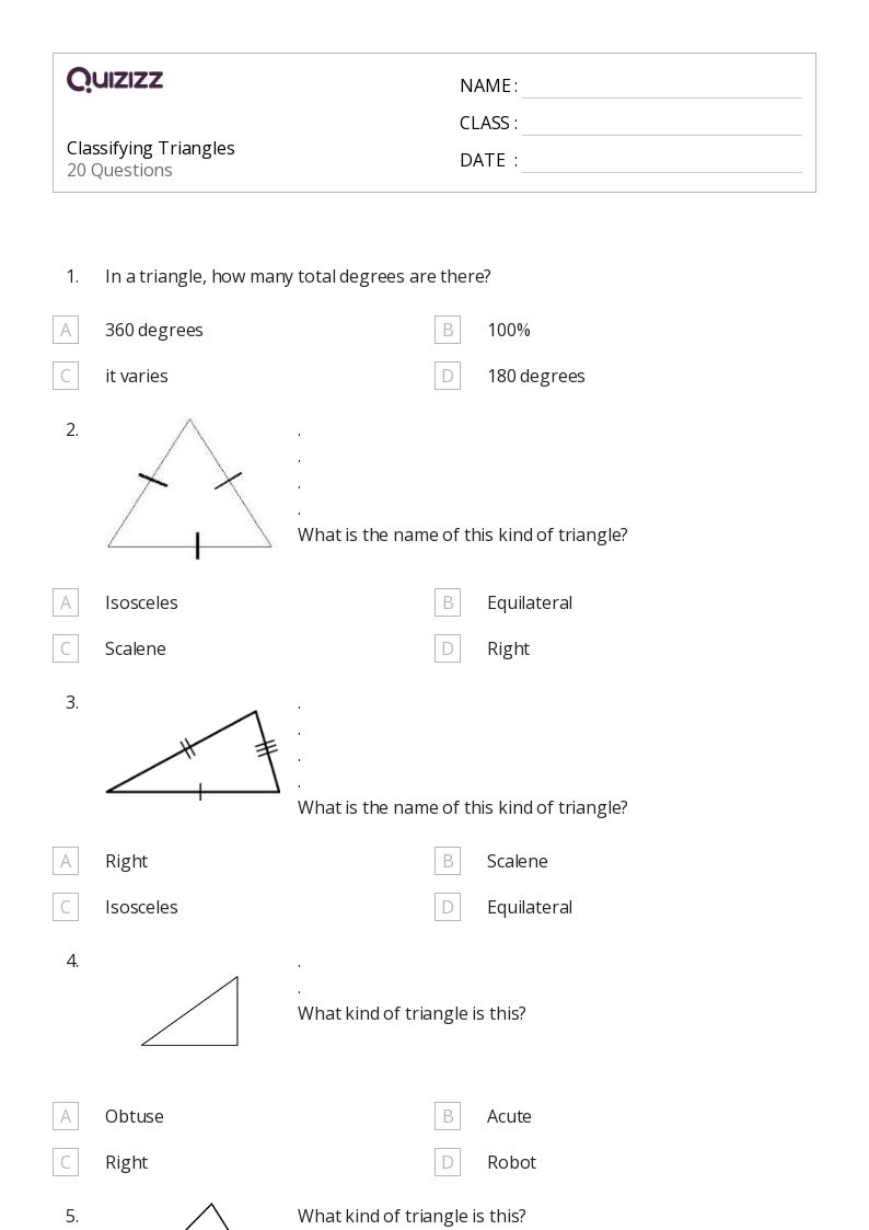 50+ Classifying Triangles worksheets for 6th Year on Quizizz Free