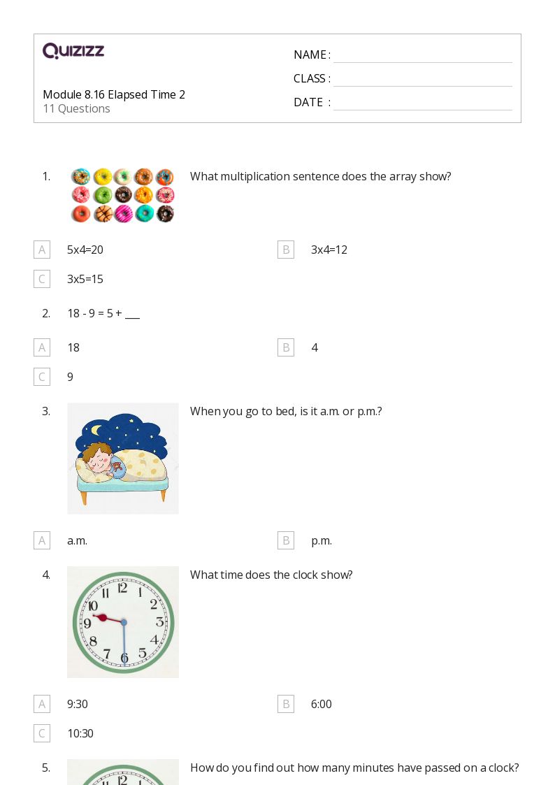 50+ Elapsed Time worksheets for 2nd Grade on Quizizz Free & Printable