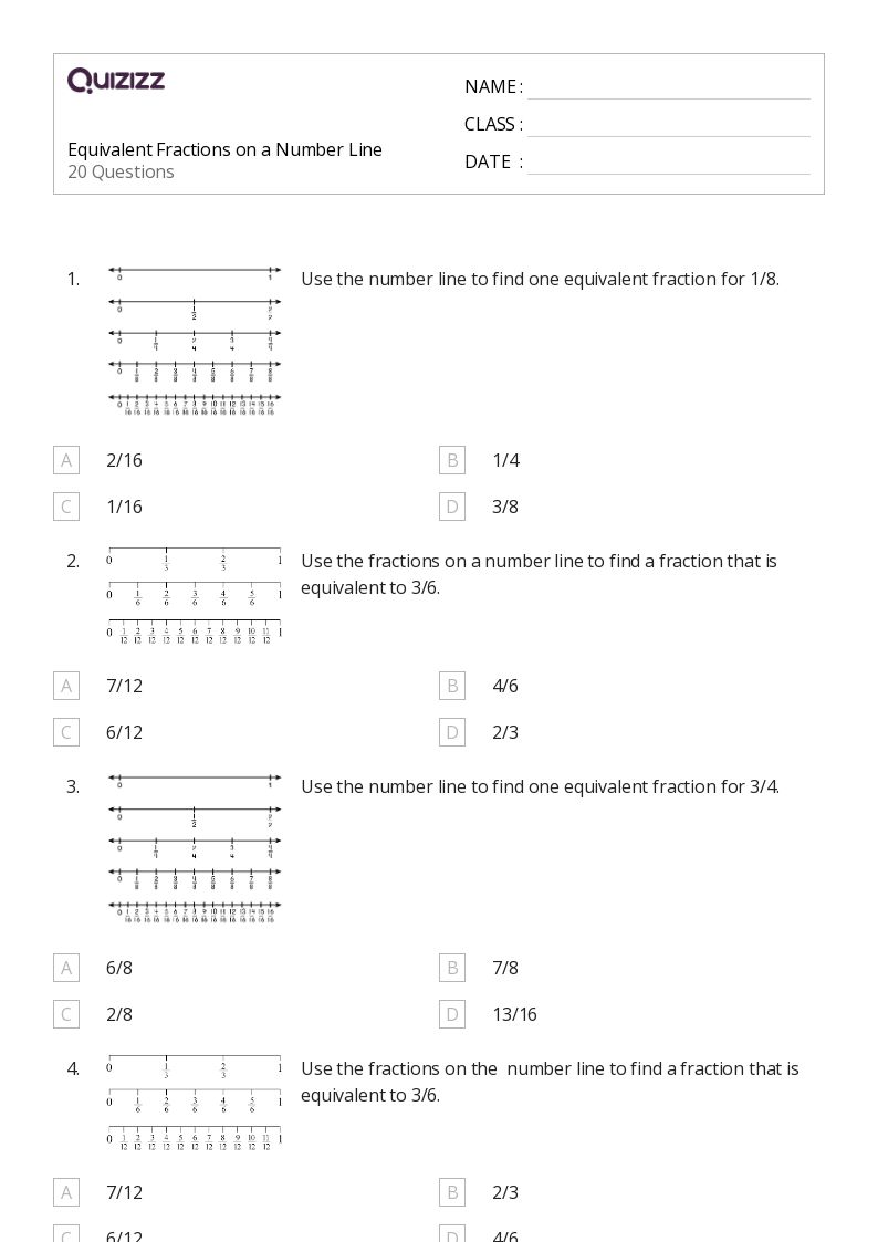 50+ Fractions on a Number Line worksheets for 4th Year on Quizizz Free & Printable