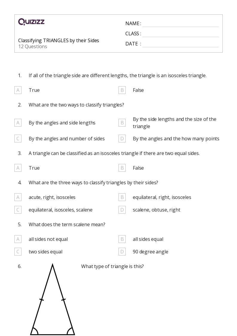 50+ Classifying Triangles worksheets for 4th Grade on Quizizz Free