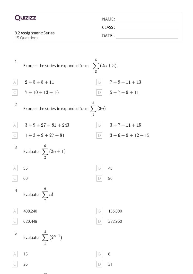50+ sigma notation worksheets for 10th Grade on Quizizz Free & Printable