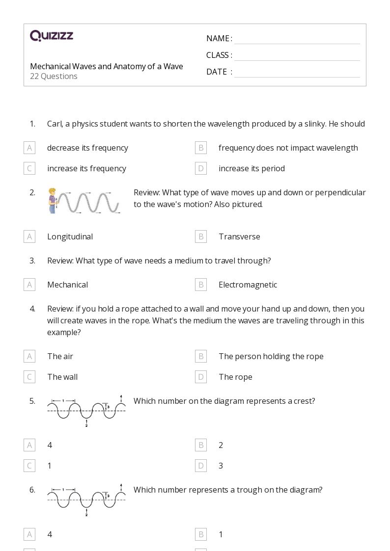 50+ oscillations and mechanical waves worksheets for 10th Grade on
