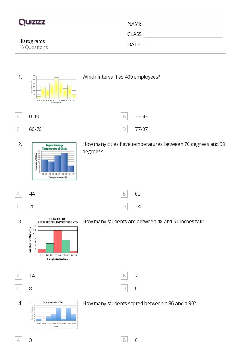 50+ Histograms worksheets for 5th Class on Quizizz Free & Printable