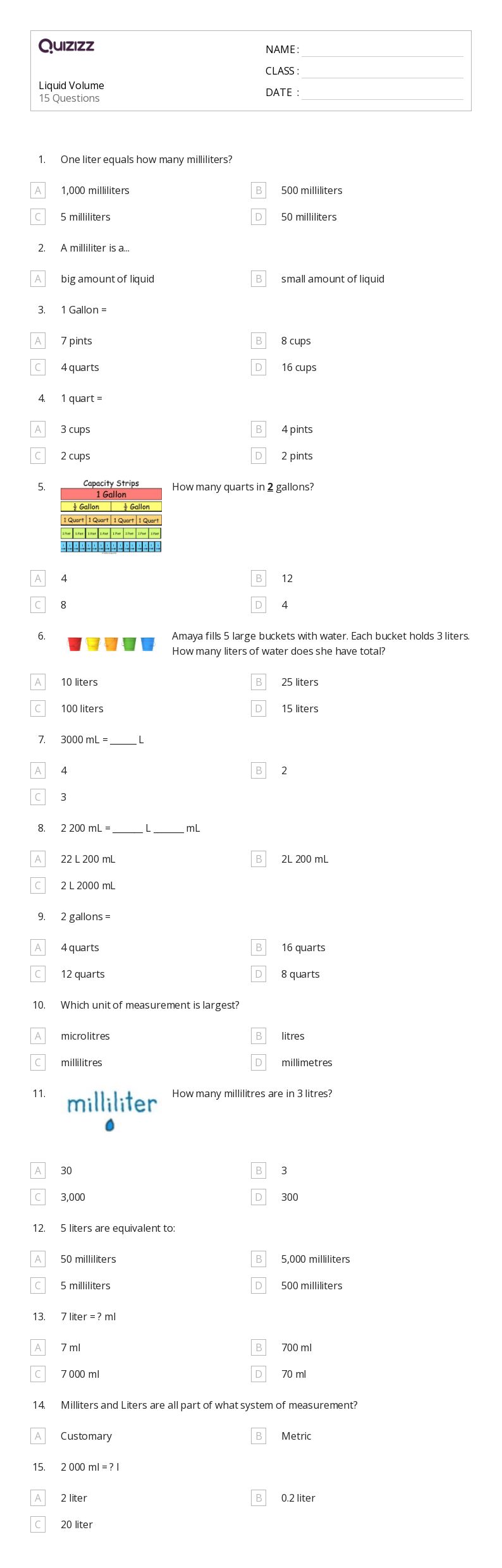 50+ Volume worksheets for 4th Grade on Quizizz Free & Printable