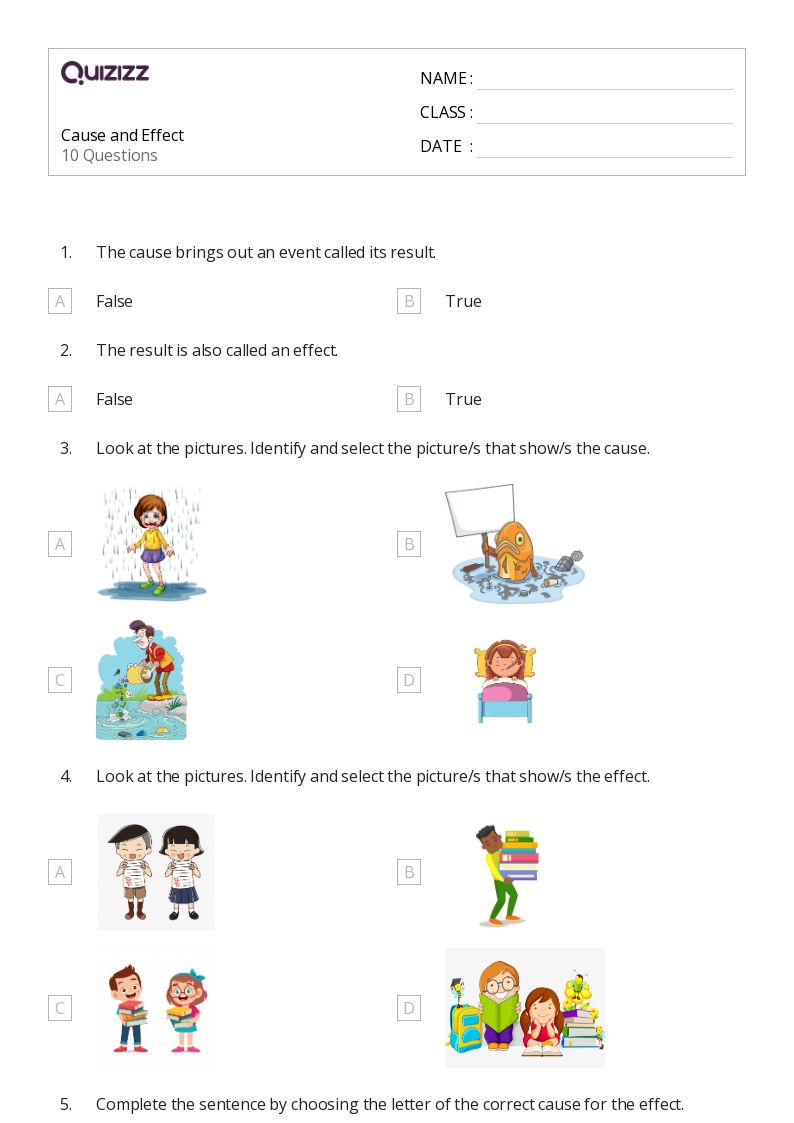 50+ Cause and Effect worksheets for 4th Grade on Quizizz | Free & Printable