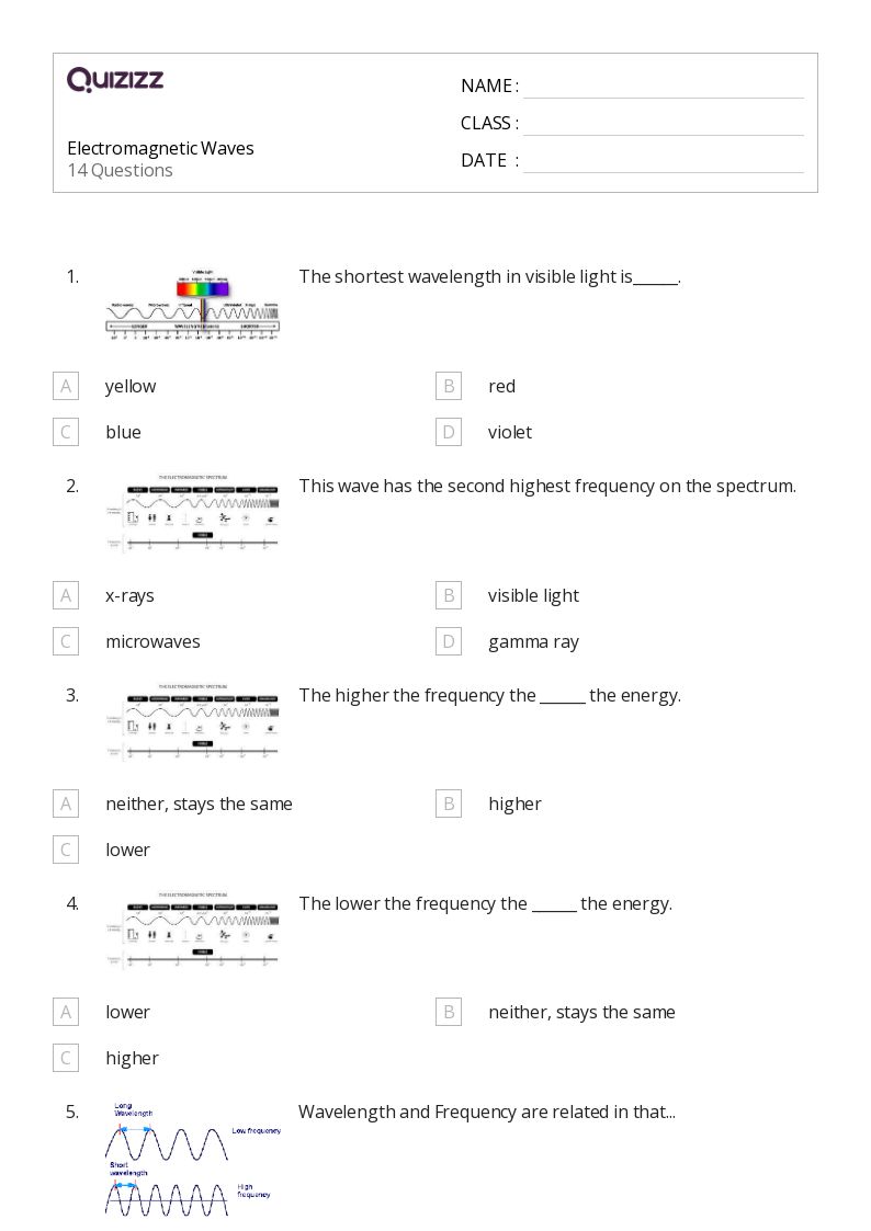 50+ Waves worksheets for 7th Grade on Quizizz Free & Printable