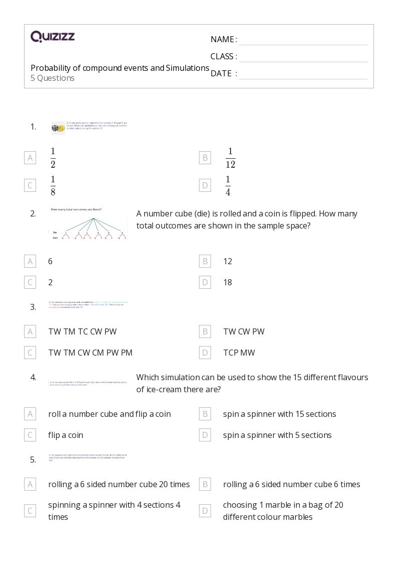 50+ Probability of Compound Events worksheets for 5th Year on Quizizz