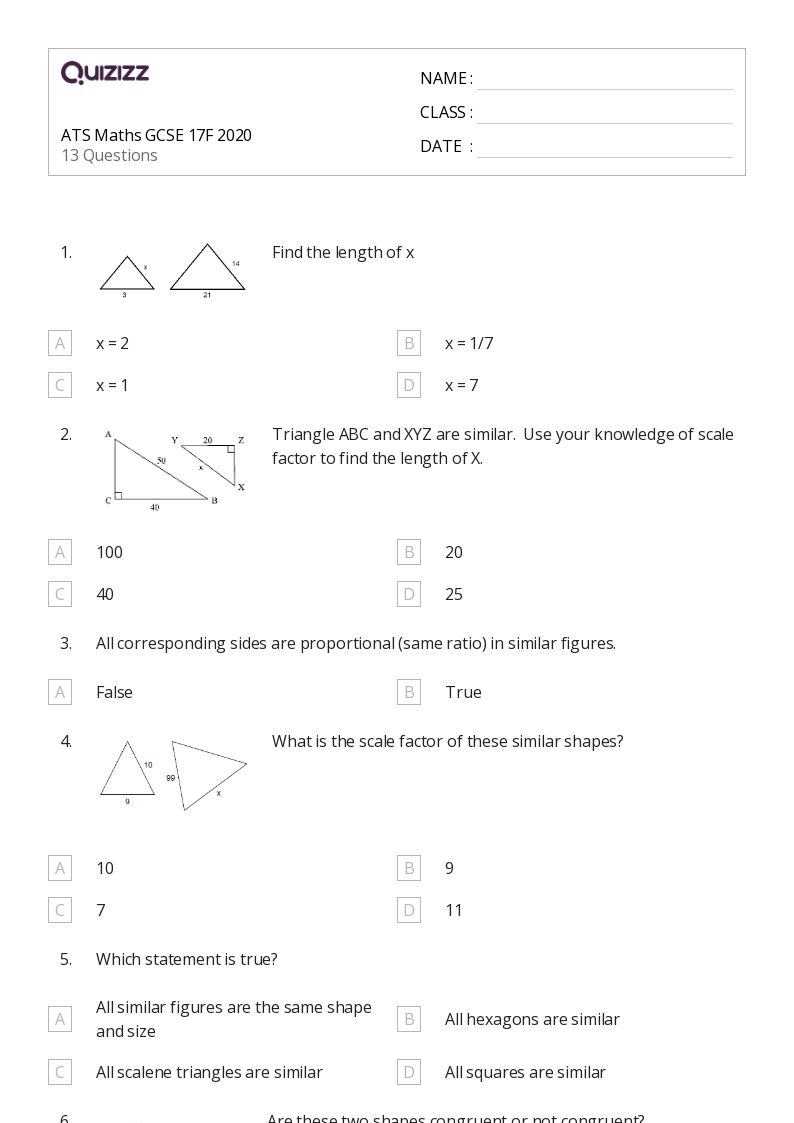 50+ Congruent Figures worksheets for 1st Year on Quizizz Free & Printable