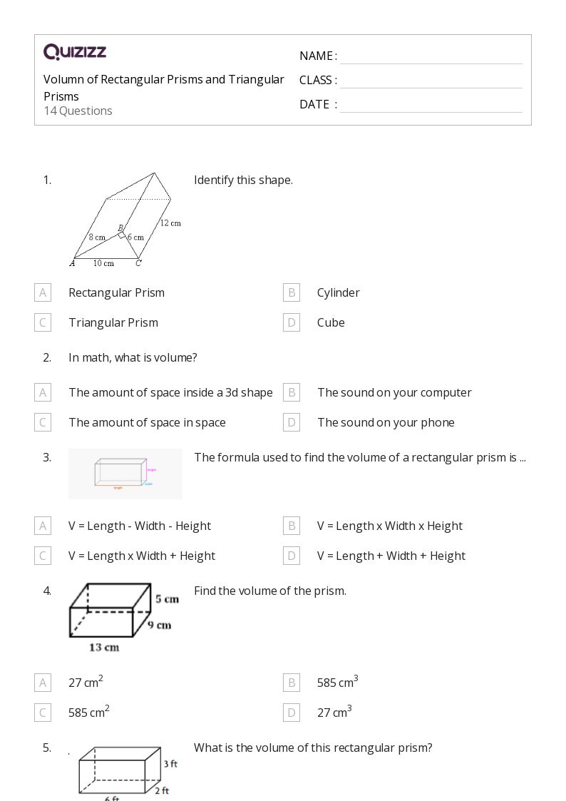 50+ Rectangular Prisms worksheets for Grade 7 on Quizizz | Free & Printable