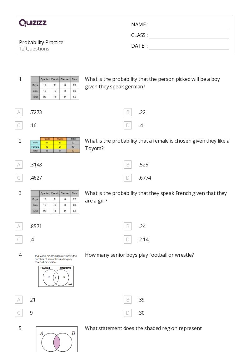 50+ Probability & Combinatorics worksheets for 11th Class on Quizizz