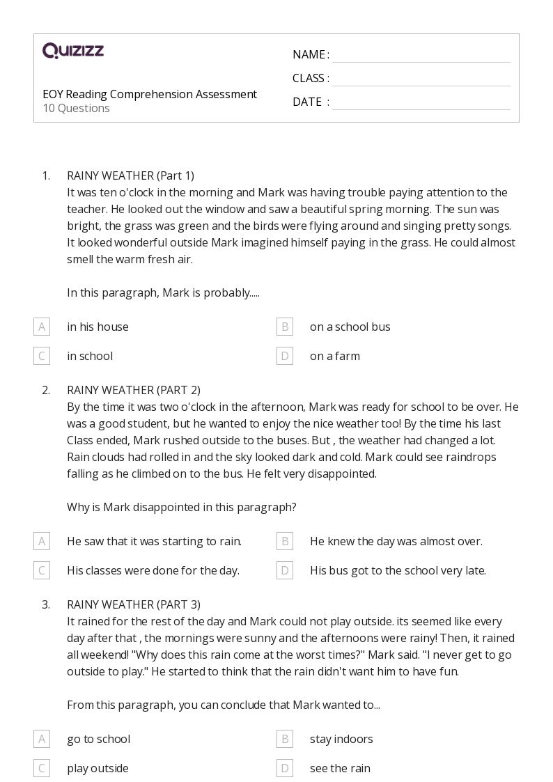 50+ Picture Comprehension worksheets for 3rd Grade on Quizizz Free & Printable