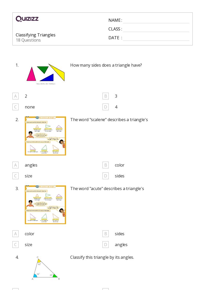 50+ Classifying Triangles worksheets for 5th Grade on Quizizz Free