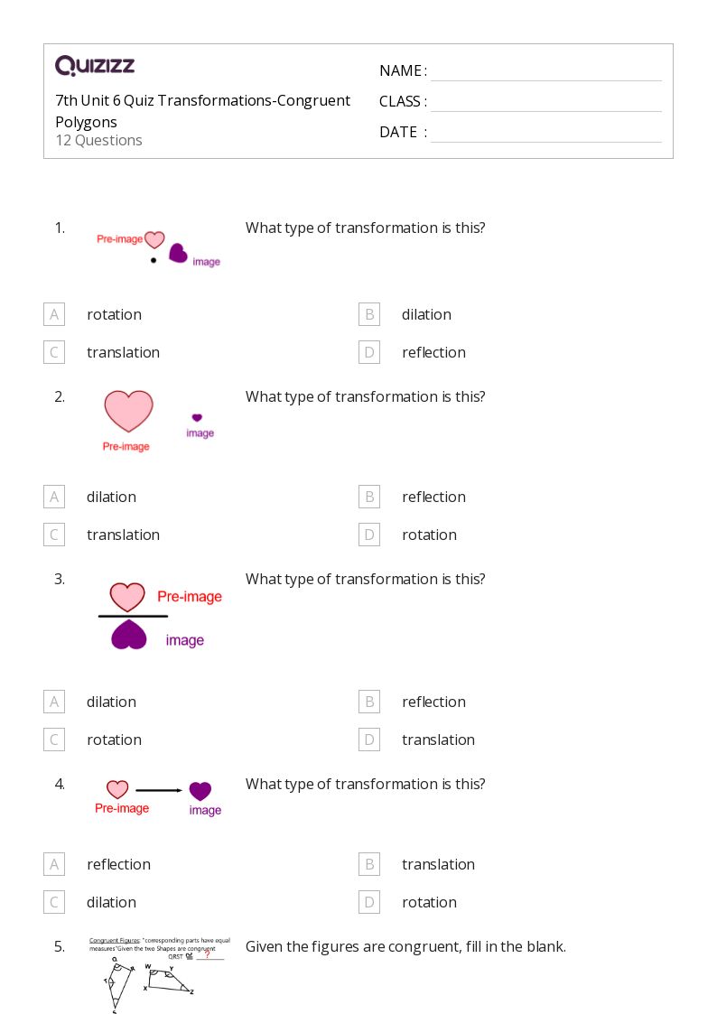 50+ Congruent Figures worksheets for 6th Grade on Quizizz Free & Printable