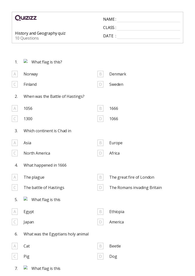 50+ History worksheets for 2nd Year on Quizizz Free & Printable