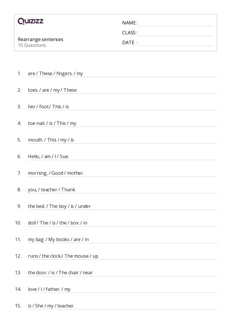 50+ Sentences worksheets for Kindergarten on Quizizz Free & Printable