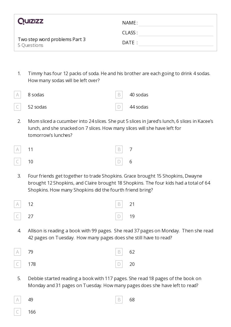 50+ TwoStep Word Problems worksheets for 7th Grade on Quizizz Free & Printable