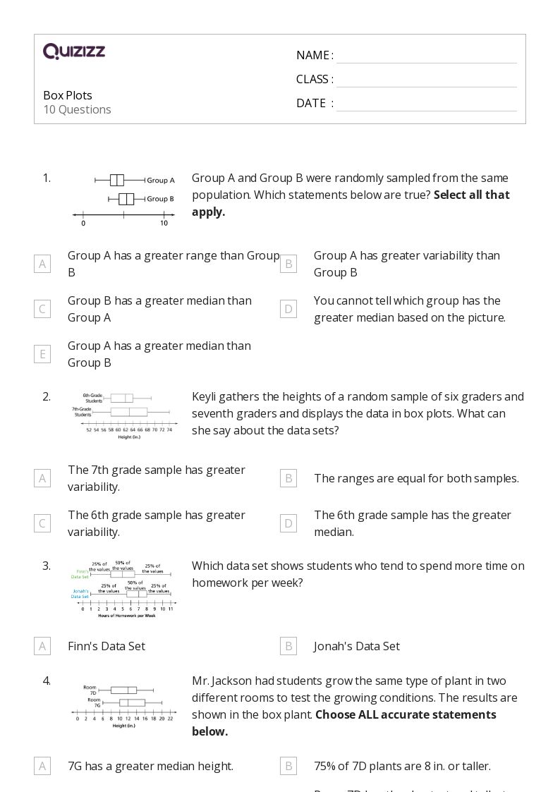 50+ Box Plots worksheets for 8th Grade on Quizizz Free & Printable