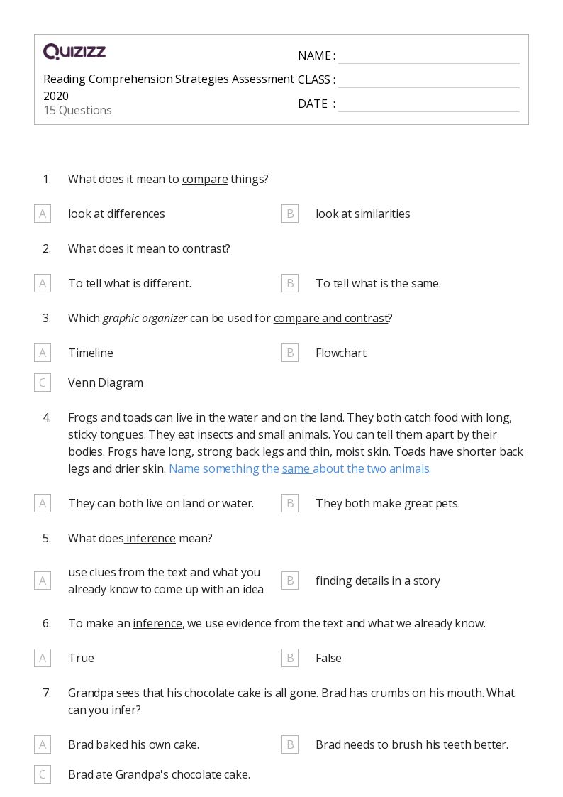 50+ Reading Comprehension Strategies worksheets for 3rd Grade on