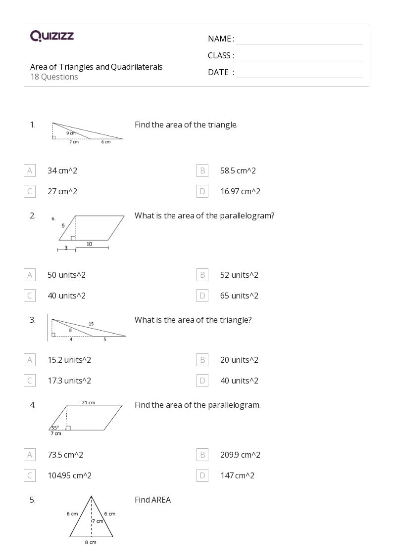 50+ Area of Quadrilaterals worksheets for 8th Year on Quizizz Free & Printable