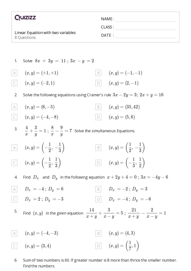 50+ two variable inequalities worksheets for 10th Class on Quizizz