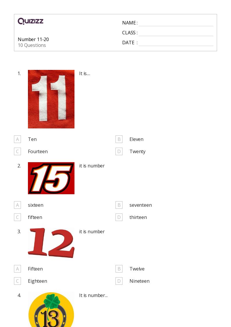 50+ Identifying Numbers 11-20 worksheets for 2nd Grade on Quizizz