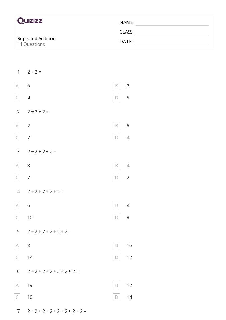 50+ Repeated Addition worksheets for 3rd Grade on Quizizz Free & Printable
