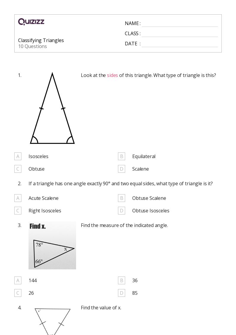 50+ Classifying Triangles worksheets for 8th Year on Quizizz Free