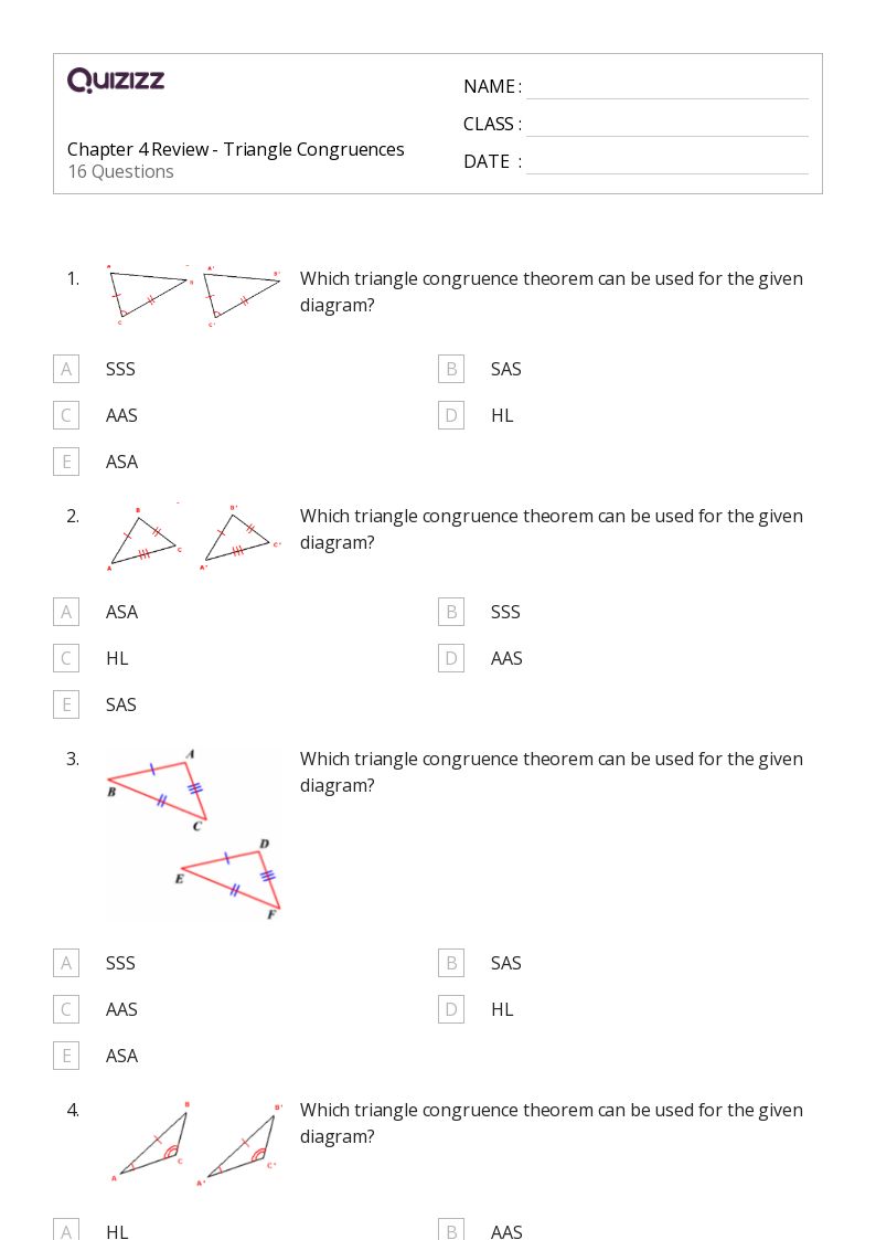 50+ congruence worksheets for 11th Class on Quizizz Free & Printable
