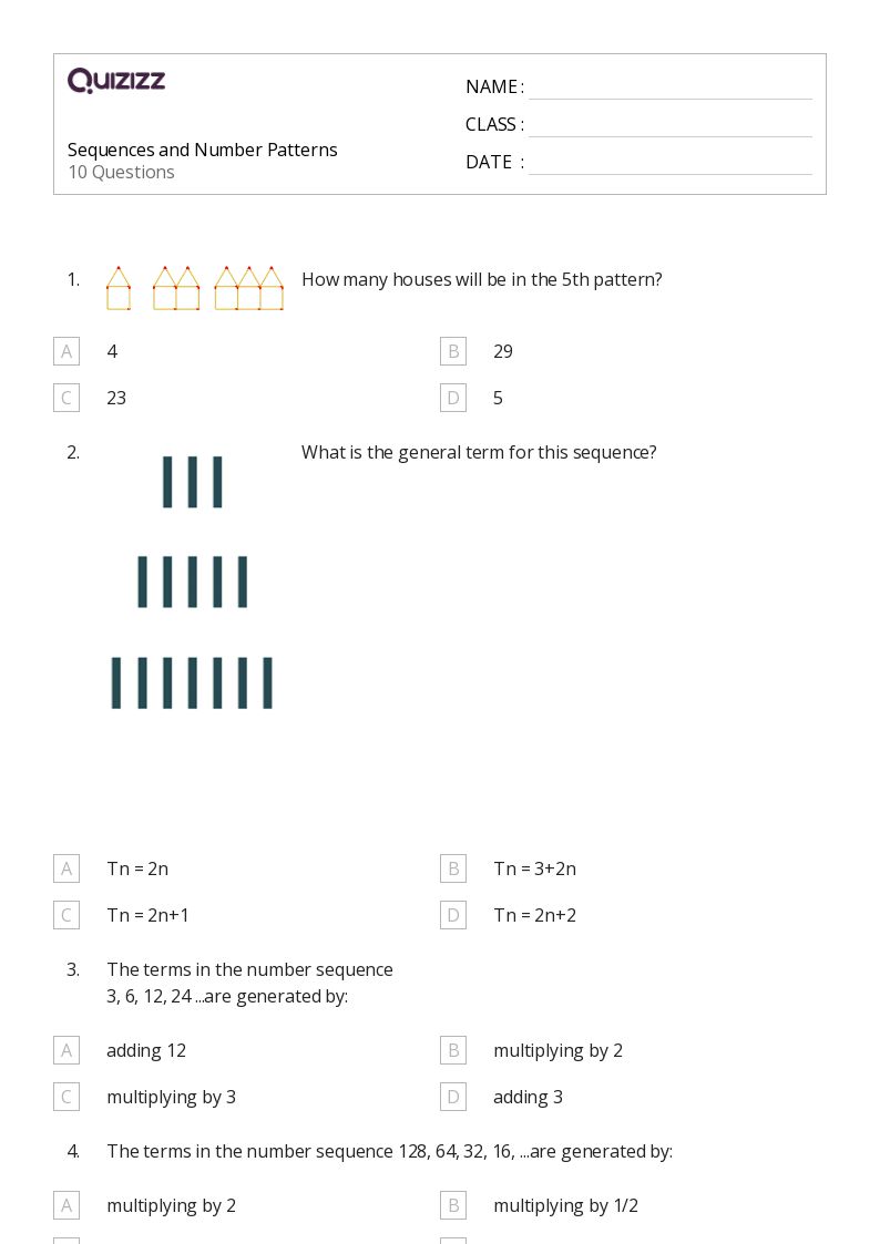 50+ Number Patterns worksheets for 7th Grade on Quizizz Free & Printable