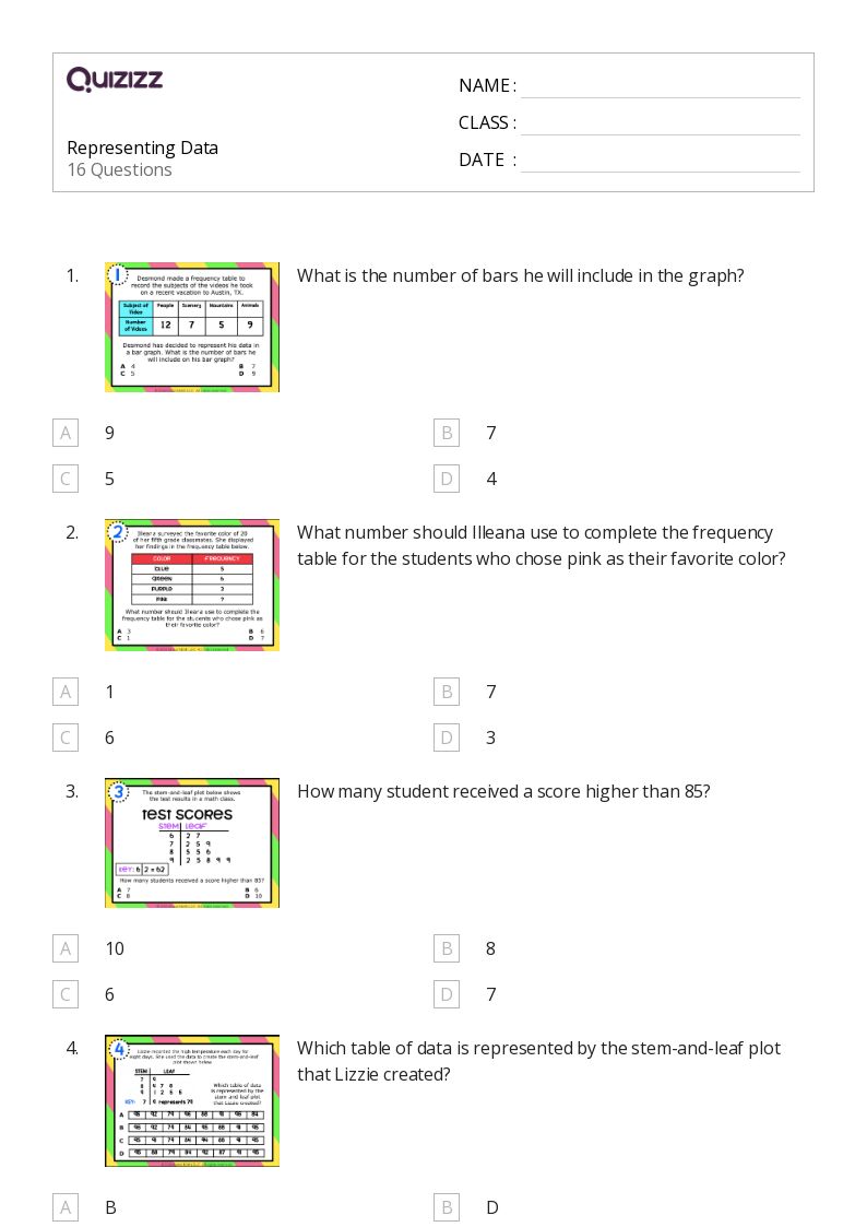 50+ data visualization worksheets for 10th Grade on Quizizz Free & Printable