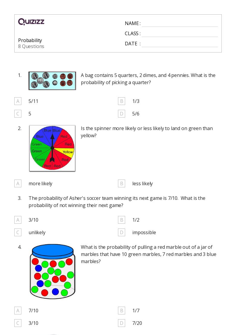 50+ Probability & Combinatorics worksheets for 11th Grade on Quizizz Free & Printable